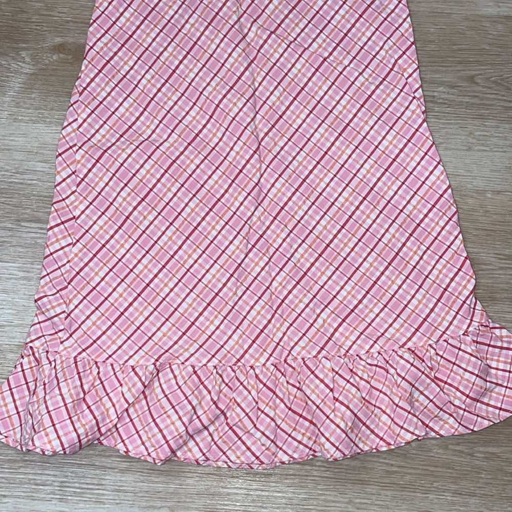 Carter’s Kids Little Girl’s Embroidered Sleeveless Plaid Pink Orange White Dress - Picture 5 of 6